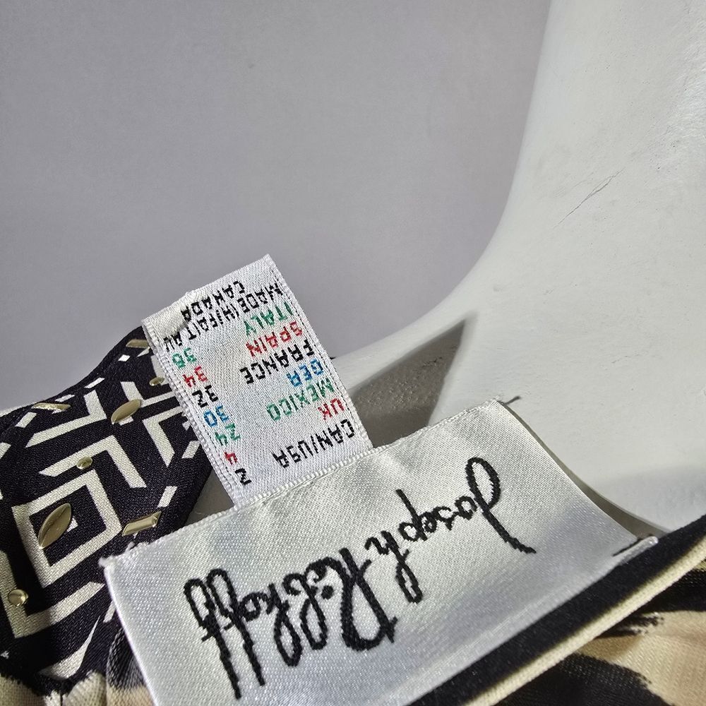 Joseph Ribkoff Black and Cream Patterned Top R5 - Picture 5 of 5